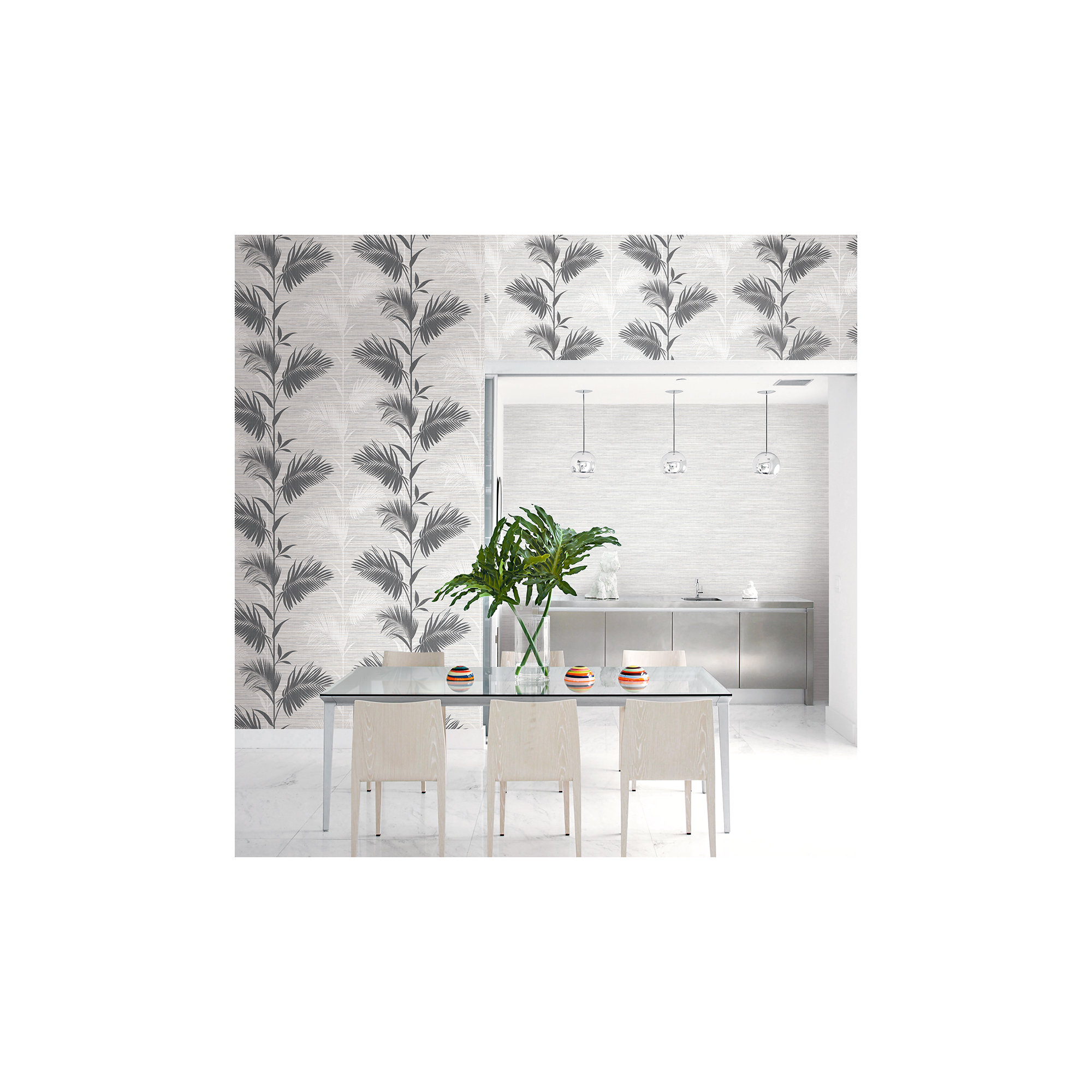 Paonia Modern Floral Wallpaper, Black