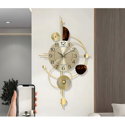 18 Inch Modern Silent 3d Creative Metal Wall Art Clock | Light Luxury Wall Hanging Wall Decor For Entryway Bedroom Office Dinning Room Kitchen