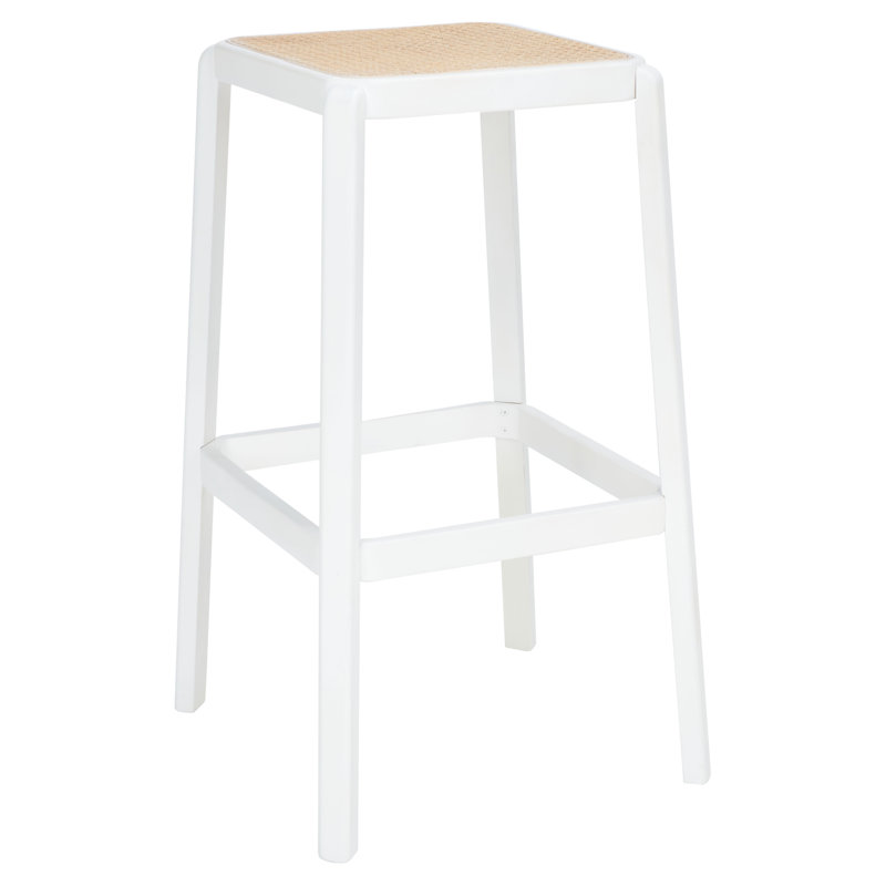 Bluebelle Counter Stool with Solid Wood Frame, White/Natural, Bar Stool (29.53" Seat Height)