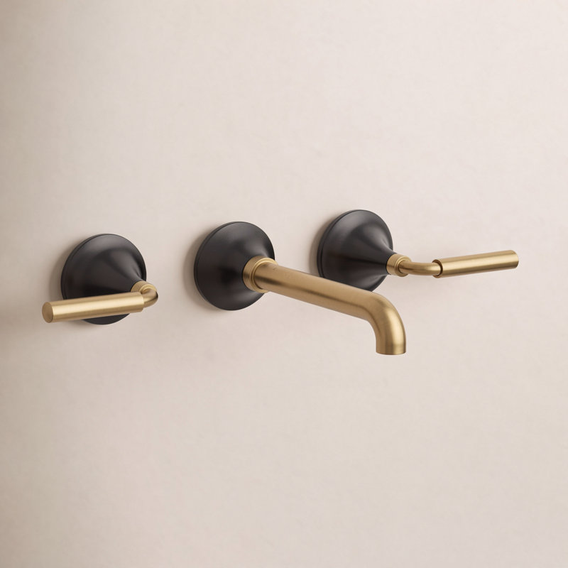 Garniture de robinet de salle de bain mural Tone, Noir mat / laiton moderne