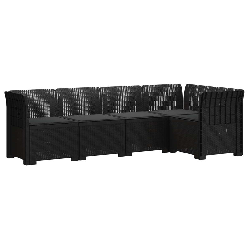  Garden Sofa Rattan Look PP Outdoor Style Seating Contemporary Furniture, Anthracite, Anthracite