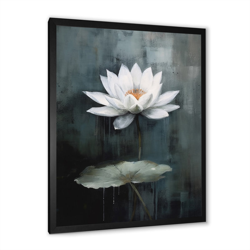 Symphonie de lotus gris gris sur toile, Cadre photo noir, H 20 po x l 12 po x P 1 po