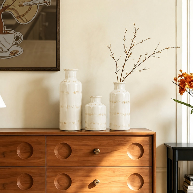 Ensemble de vases en céramique Dalonte, Crème, crème