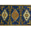 Tapis bleu / brun en laine noué à la main