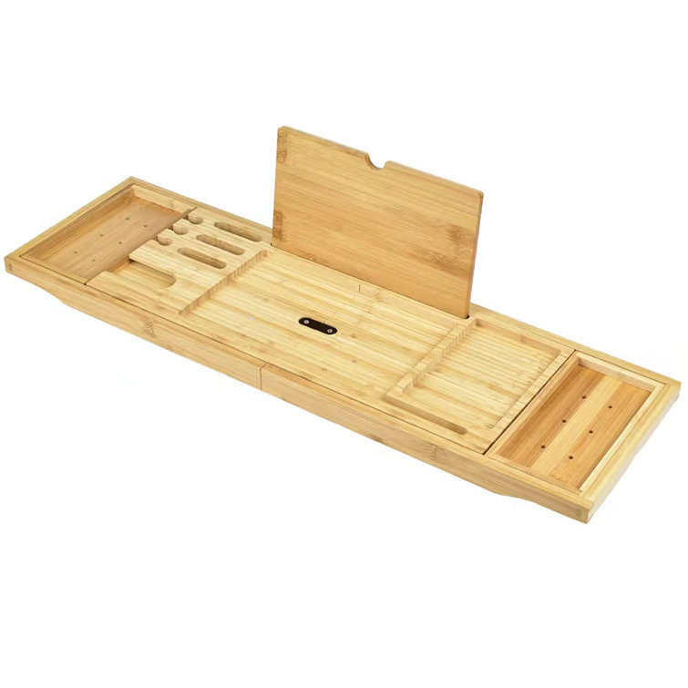 Gardner Bamboo Bathtub Tray - Wood Bath Caddy with Extended Sides for Bath  Accessories