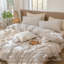 Ensemble de housse de couette à rayures 100% coton lavé MooMee-111721000-112681252