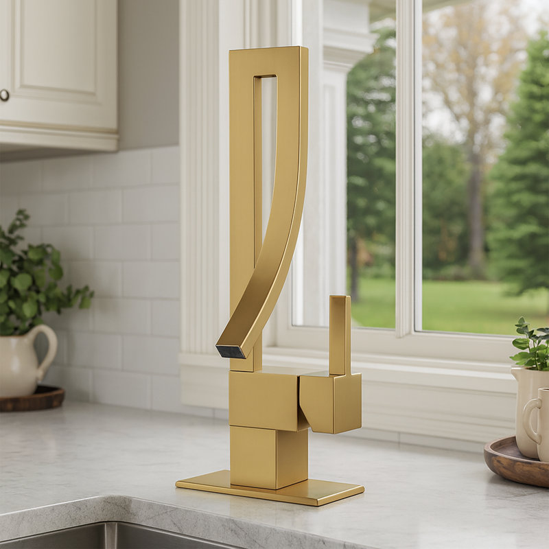 Single-Hole Single-handle Bathroom Faucet, Brushed Gold