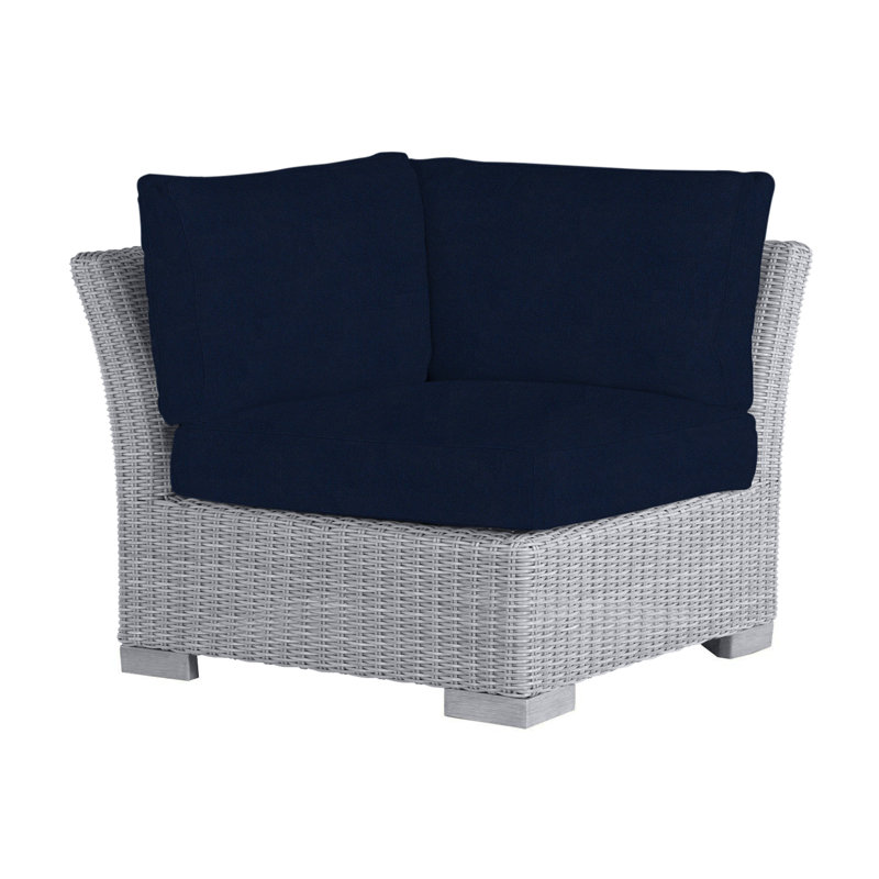 Club Woven Patio Lounge Chair with Cushions, Oyster, Indigo Velvet, No Welt