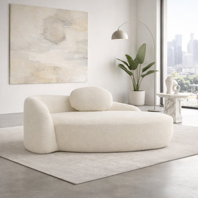 Chaise longue rembourrée à compression de 67 po de longueur avec dossier et coussin courbés