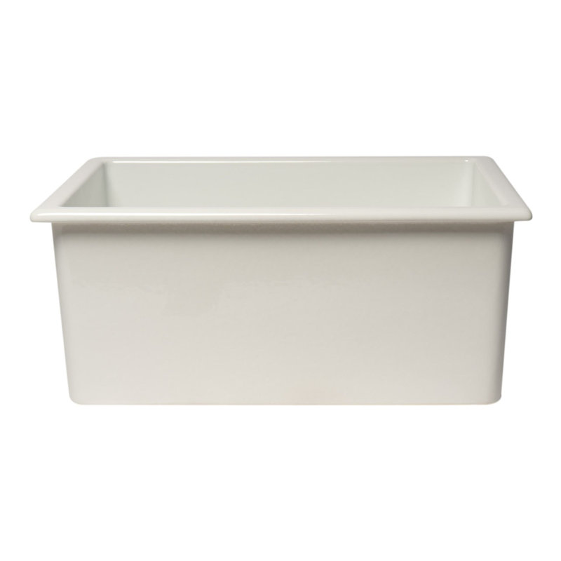 24'' White Fireclay Drop-In Single Bowl Kitchen Sink