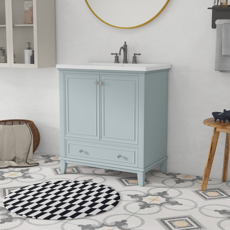 Meuble-lavabo 30 po avec lavabo en céramique, Vert