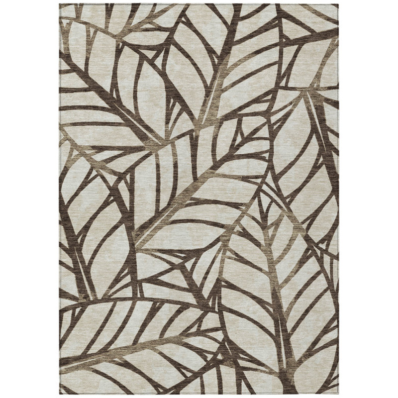 Neysa Washable Floral Indoor / Outdoor Rug, Rectangle 8' x 10'