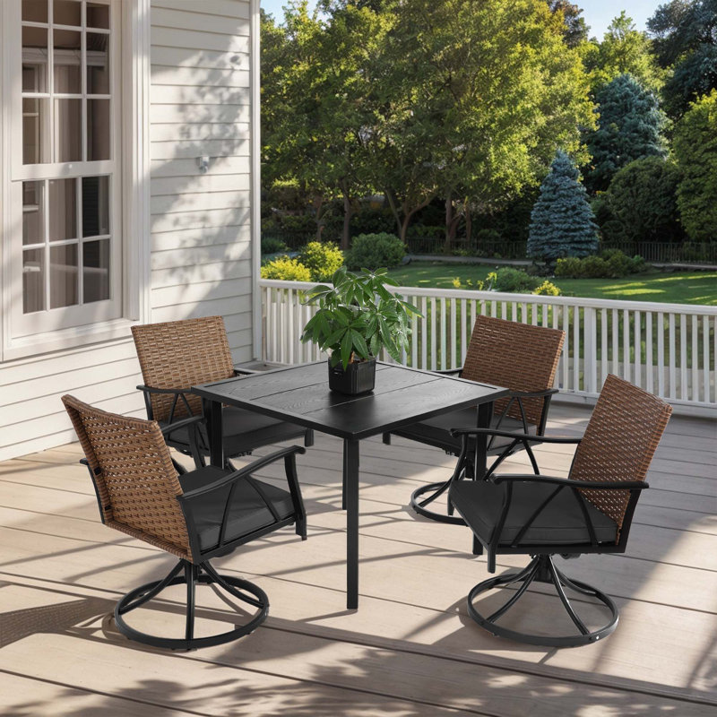 Ensemble de salle à manger 5 pièces pour 4 personnes, ensemble de meubles en osier pour terrasse de jardin