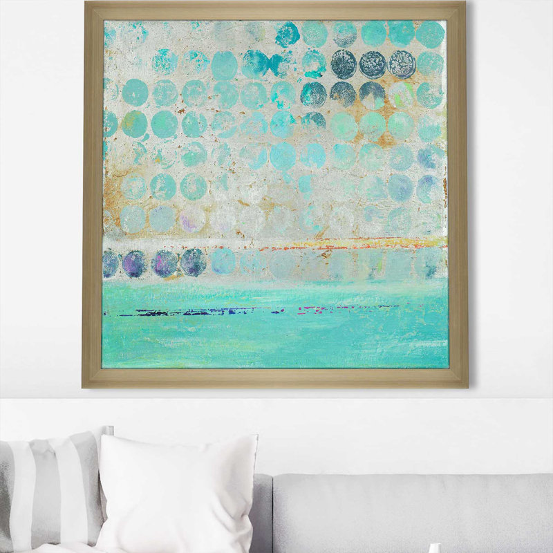 «Dots on Silver» par Patricia Pinto - Peinture, Encadrement champagne, H 37,5 po x l 37,5 po x P 1 po