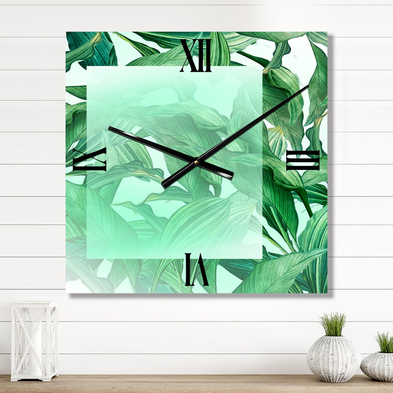 Horloge murale feuilles de palmier tropicales, Moyen
