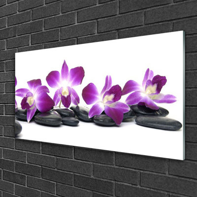 Art Flower Stones - No Frame Print on Glass