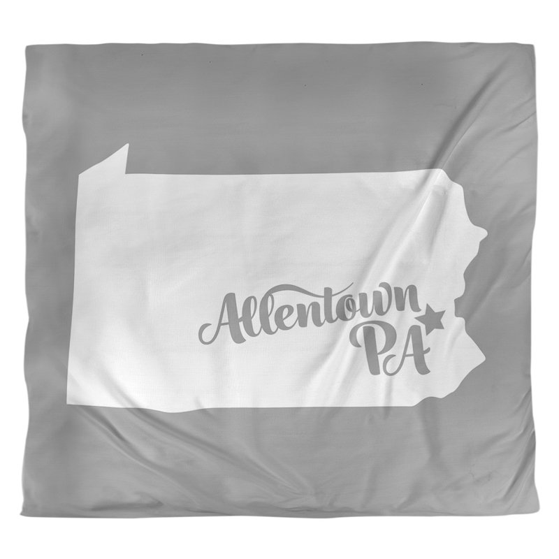 Housse de couette réversible Allentown Pennsylvania, Housse de couette pour très grand lit, Gris, Microfibre