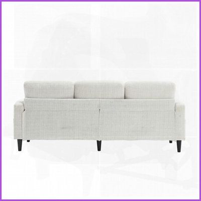 Modern Chenille 3-Seat Sofa with Storage Ottoman &amp; Cup Holders for Living Room