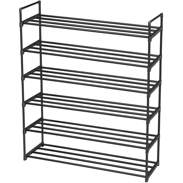 30 Pair Black Metal/Fabric Shoe Rack