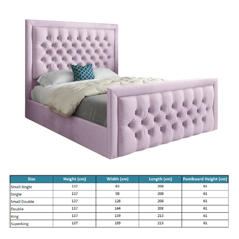 Bessemer Upholstered Bed, Super King (6'), Pink