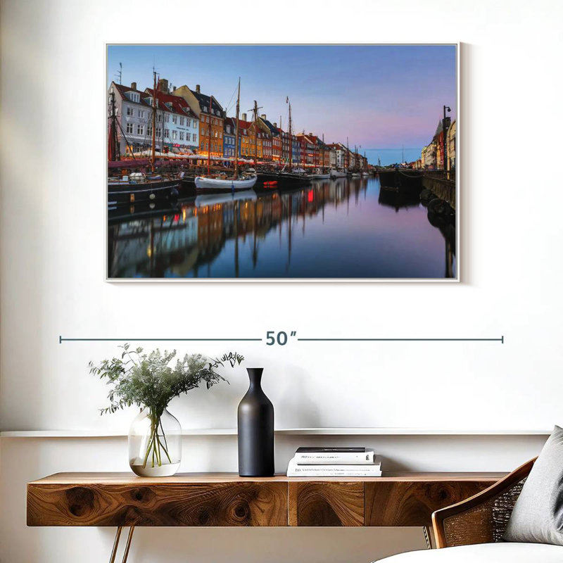 Nyhavn New Harbor, Cadre flottant blanc, 40 po x 27 po