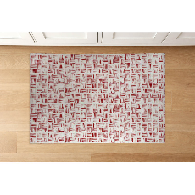 Tapis de cuisine Lash, Rectangle 5' x 7', Canneberge rouge à carreaux