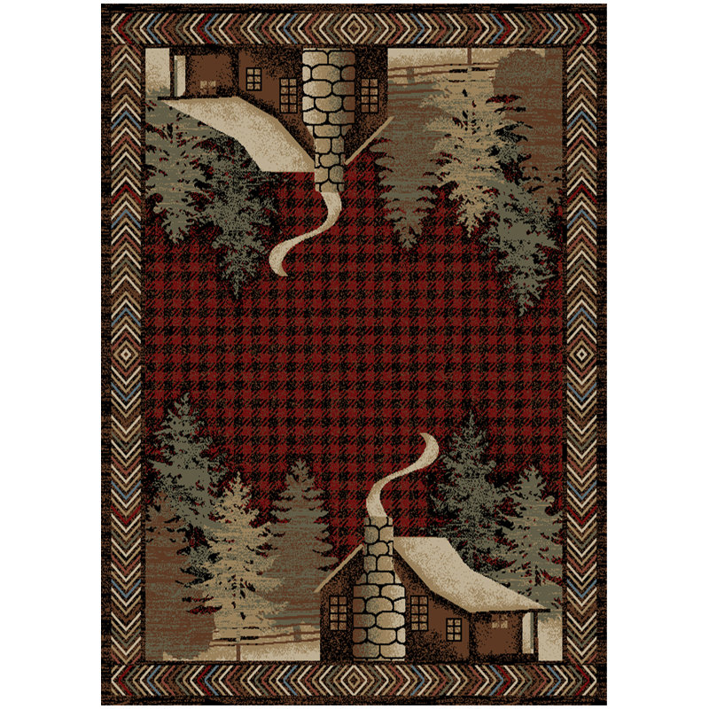 Tapis rouge tissé à la machine Hinds, Rectangle 5 pi 3 po x 7 pi 3 po