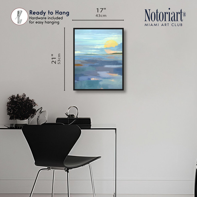 «Blue Skies Coastal Decor» par Notoriart, H 16 po x l 20 po, Structure noire