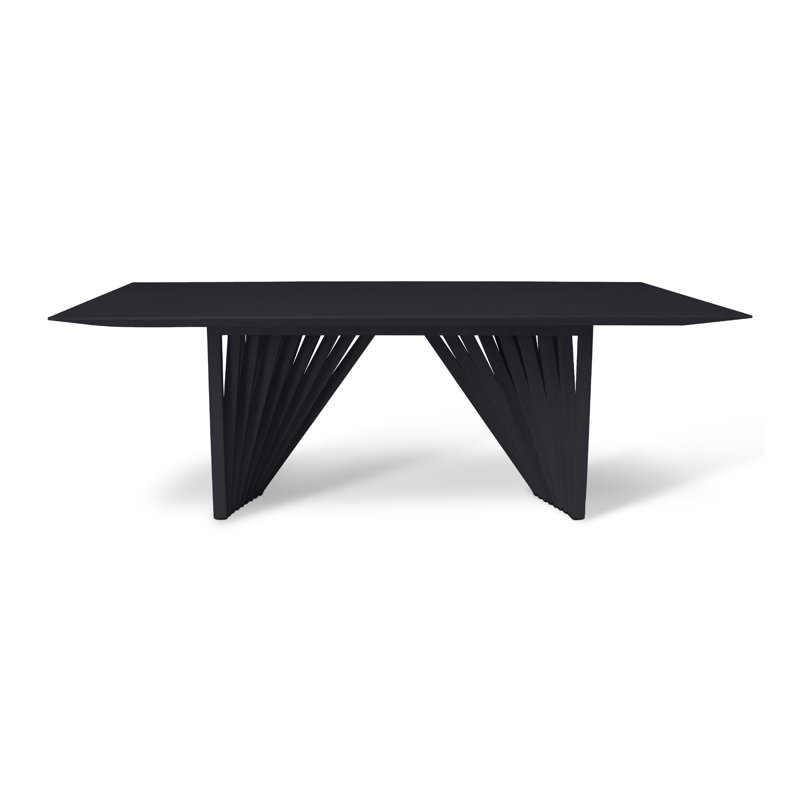 Modern Brazilian Laguna Glass Top Dining Table, Ebano