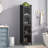 Black Contemporary Storage Cabinet With Fluted Glass Door, 4-tier Closed Cabinet 5-tier Storage For Living Room Entryway Bathroom Dining Room