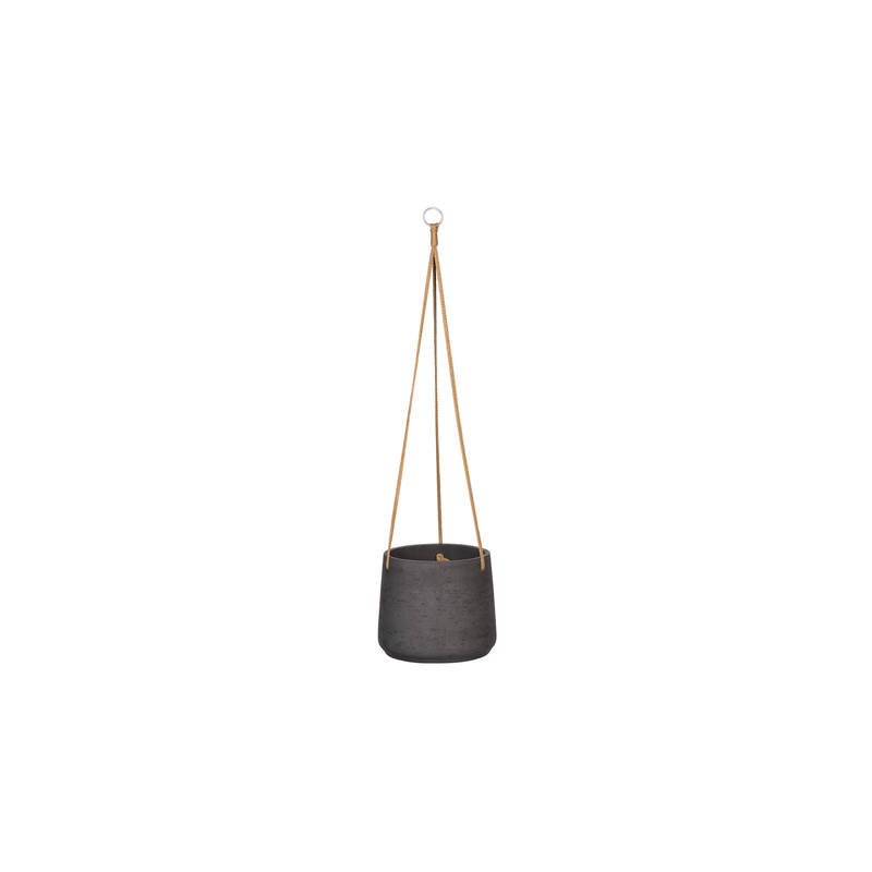 Gray Fiberstone Hanging Pot, 7" W x 7" D x 7" H, Black