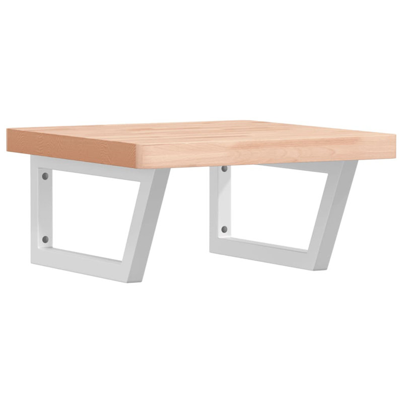 Aricely 50cm Solid Wood Bathroom Vanity Top, Beech/White