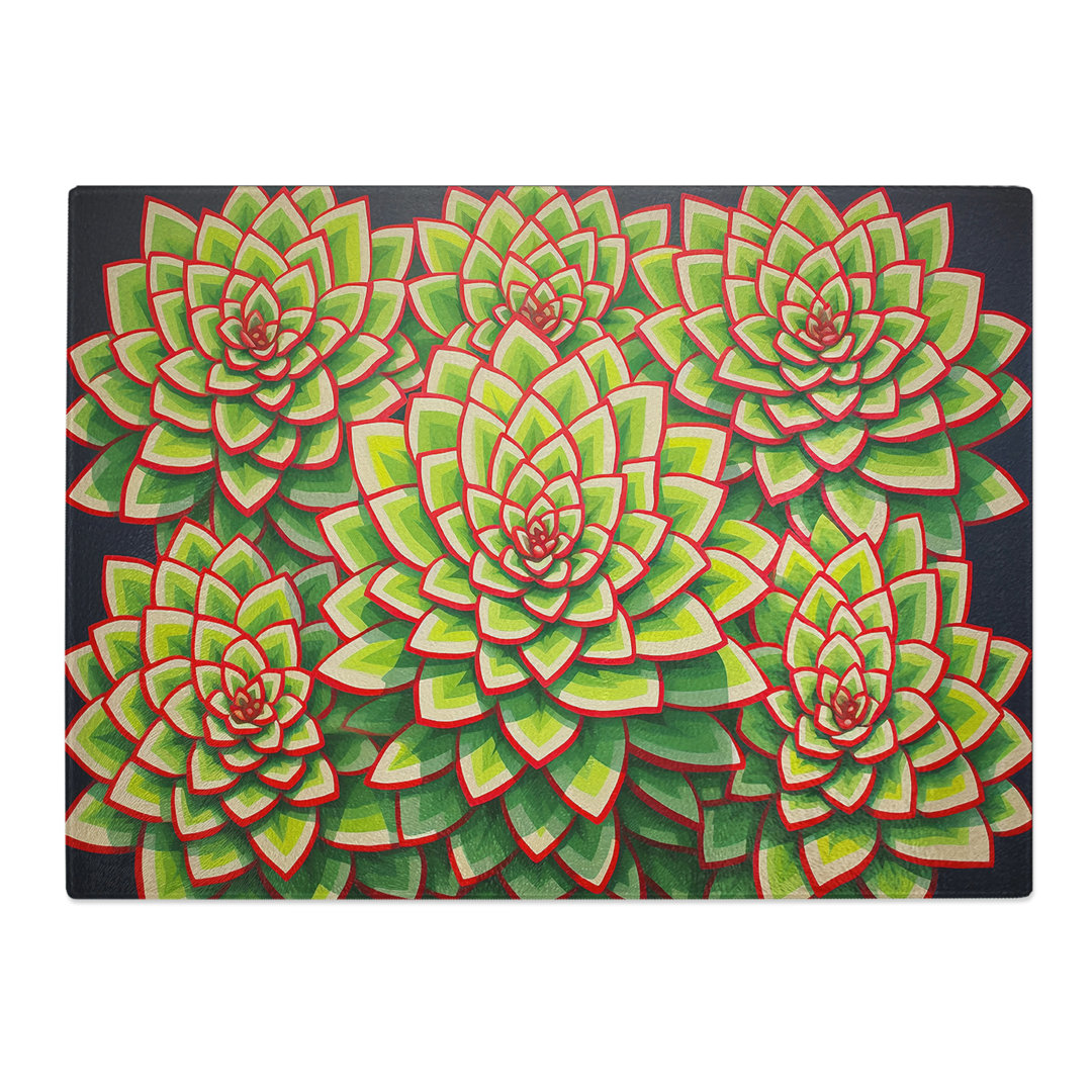 Succulent Op Art No.2  Glass Chopping Board