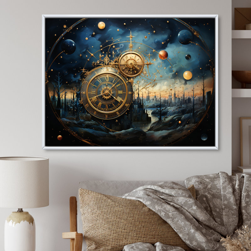 Astrologie cosmique carte - impression, H 16 po x l 32 po x P 1 po, Cadre flottant blanc