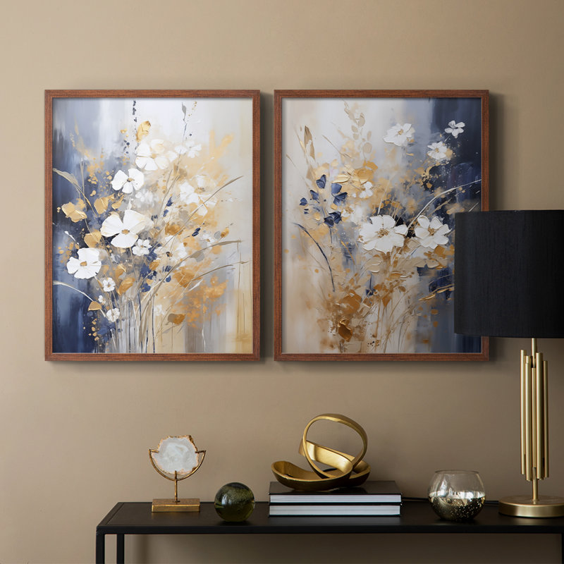 FLORAL Series CCCCLXII - Reproduction encadrée de qualité supérieure - prête à être accrochée - aucun clou requis - aucun clou requis