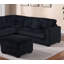 Ensemble de canapé modulaire moderne 4 pièces noir avec accoudoirs gauche et droit Coussin assorti avec accoudoirs carrés et repose-pieds en plastique-2016147418