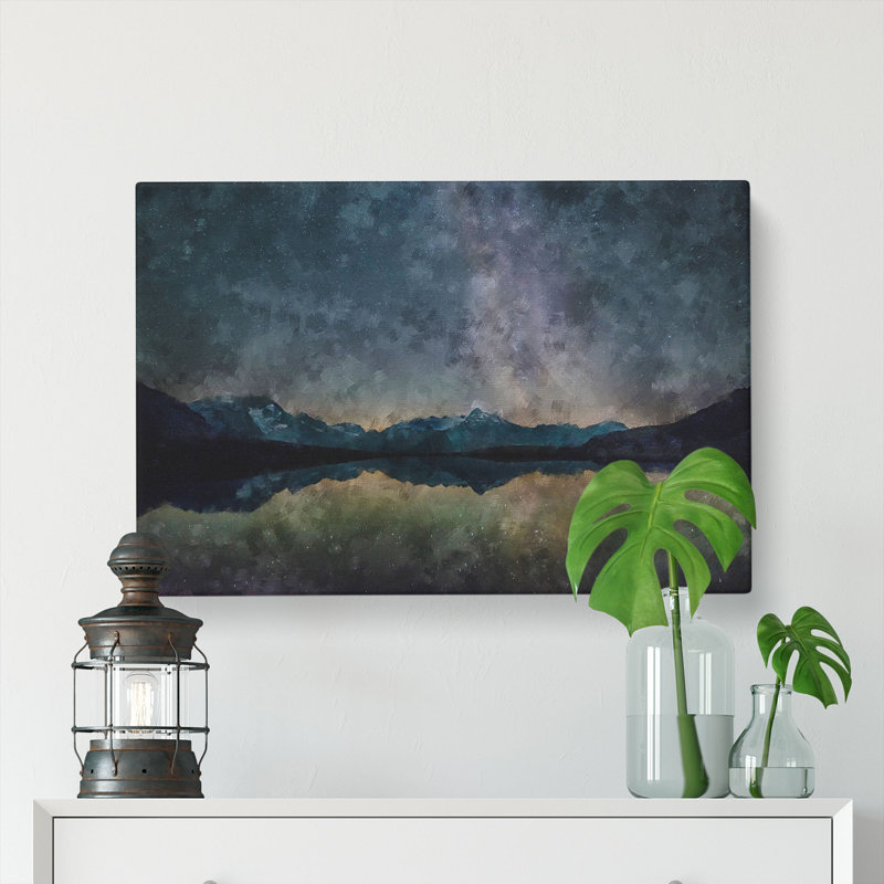 Mountain Star Reflection In Italy - Wrapped Canvas Painting, 60cm H x 91cm W x 3cm D