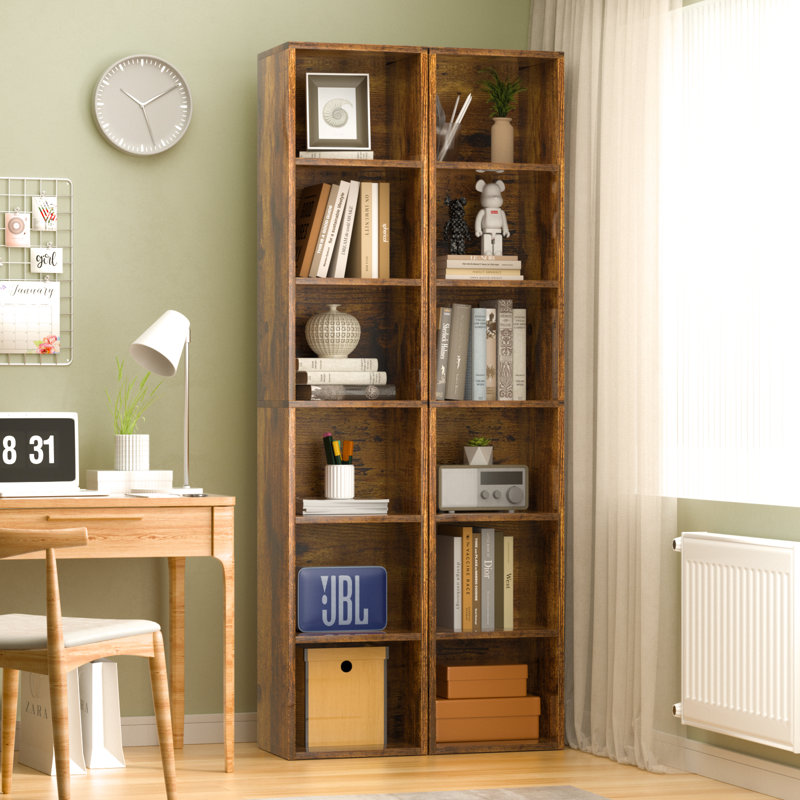 Imron Narrow Bookcase, Tall Corner Bookshelf for Bedroom, Living Room, Study, Brown, (6 Shelves) 71.5" H x 11.8" W x 9.3" D