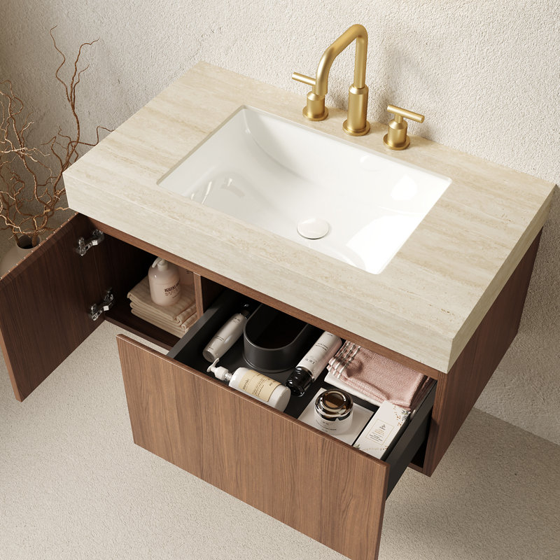 Meuble-lavabo de salle de bain 36 po MURI, Brun, 36", Beige