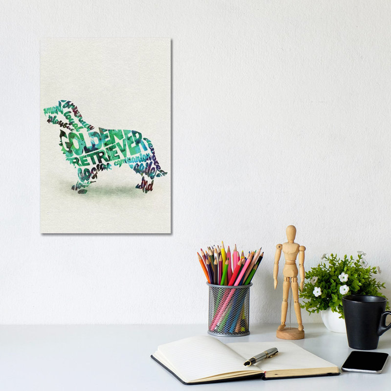 Golden Retriever by Ayse Deniz Akerman - Wrapped Canvas Print, 20.32 cm H x 30.48 cm W
