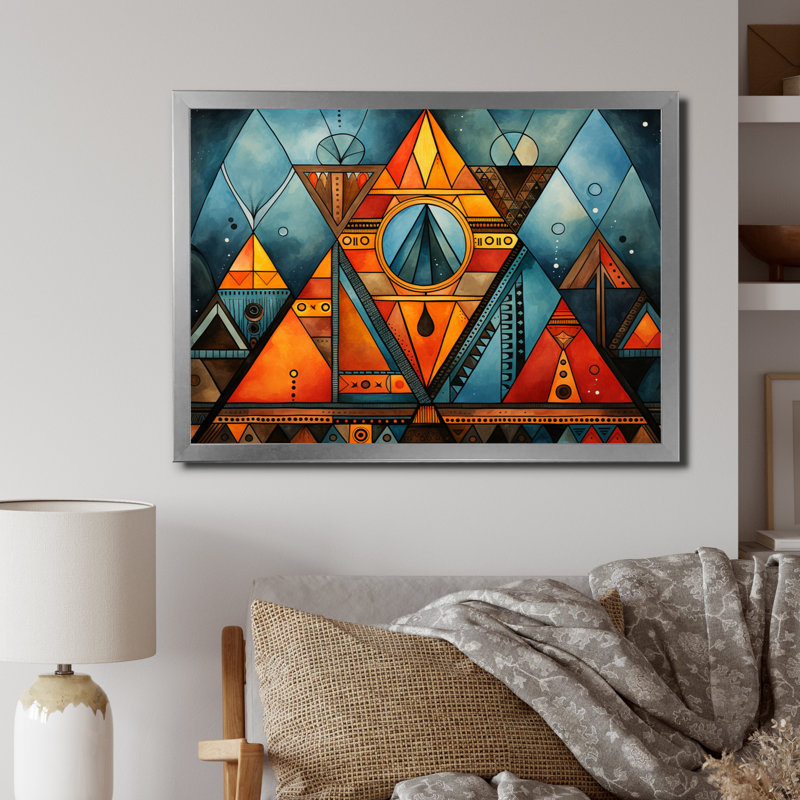 Motif tribal africain I sur toile, H 16 po x l 32 po x P 1 po, Cadre photo argenté