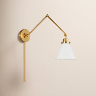 Single Light Steel Dimmable Swing Arm Sconce