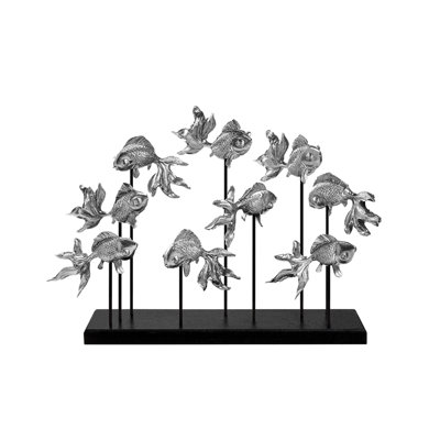 Nykeemah Elegant Decorative Object, Silver Colour, 16.5 x 11.0 x 3.9 inches | 100% Polyester Material, Lightweight at 2.3 lbs | Unique Home Accent for Modern Décor, Perfect for Living Room, Office & More