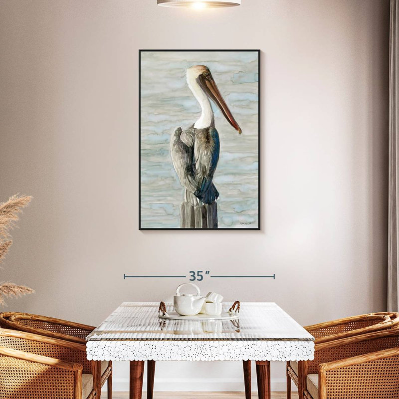 Pélican brun classique, Cadre flottant noir, 29 po x 43 po