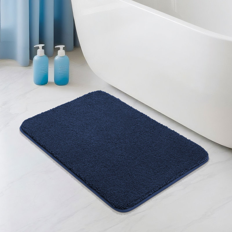 Tapis pour salle de bain extra épais en polyester moelleux et antidérapant, L 20 po x L 32 po, Navy Blue