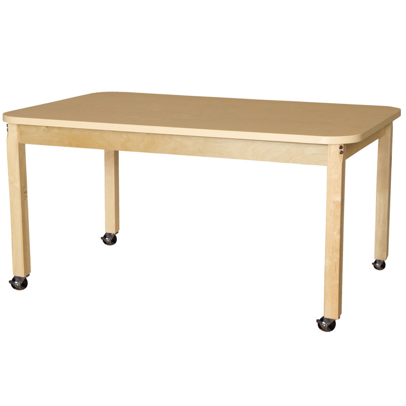 Natural Maple Grain Wooden Adjustable Activity Table with Wheels