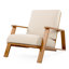 Fauteuil club de 2 pour la terrasse et le bord de la piscine avec coussin de siège beige à assise profonde et à angle en bois
