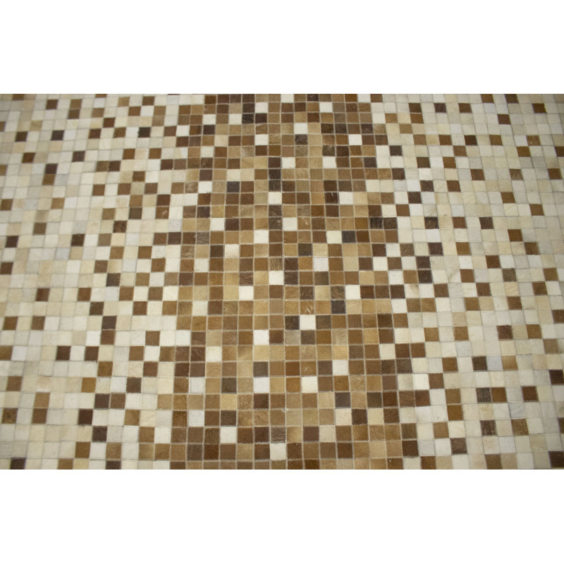 Tapis beige en cuir Miaya