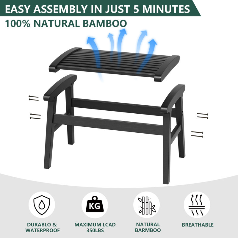 Shower Chair For Insider Shower, Bamboo Shower Bench With Big Soft Surface Waterproof Nonslip Shower Stool For Elderly Disabled, Sturdy Shower Seat 350 Lbs Capacity For Bathroom, Living Room