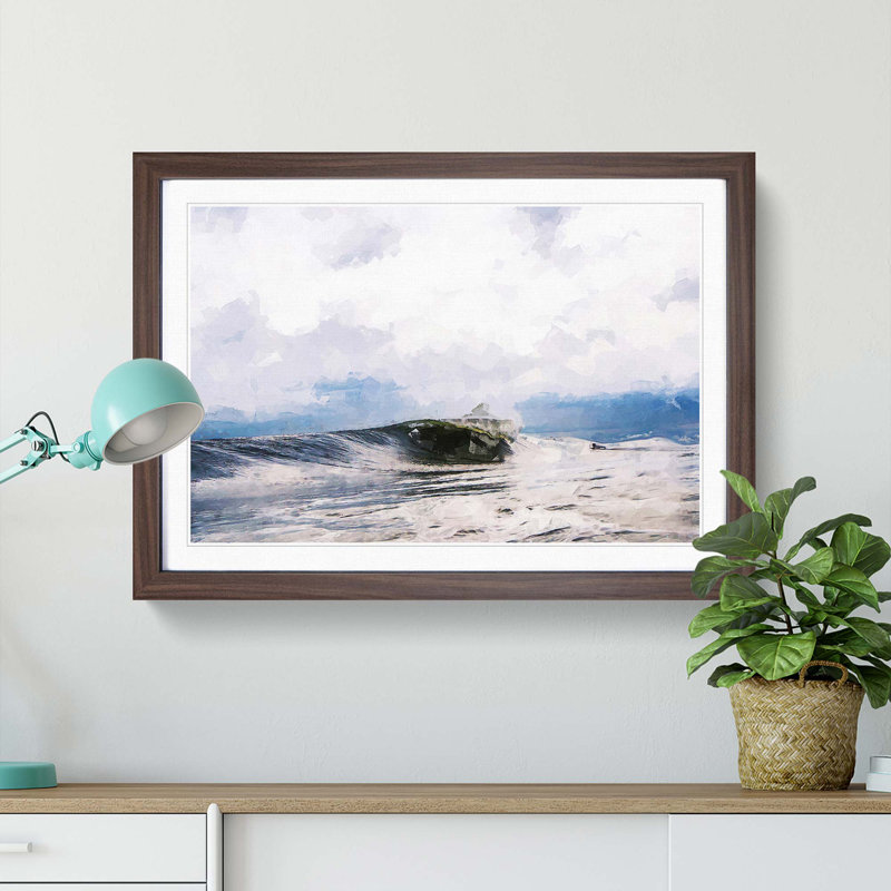Surfing in New York in Abstract - Framed Print, 27cm H x 36cm W x 2cm D, Walnut Framed